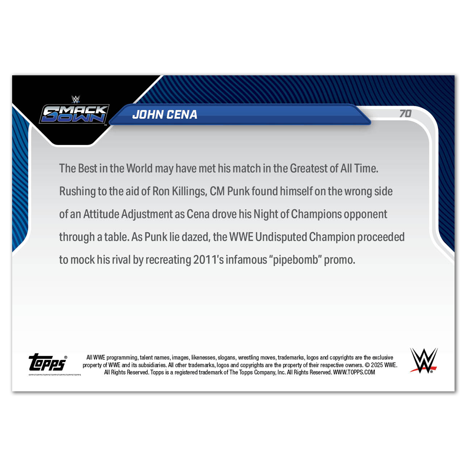 John Cena - 2025 WWE Topps NOW - Card 70 - PR: 1886 - Image 3