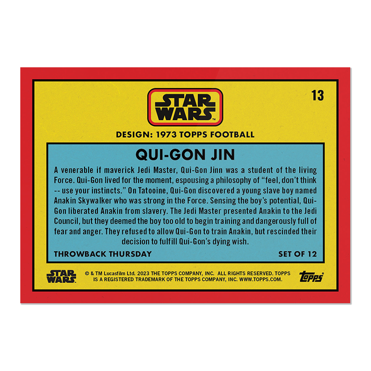 2024 Throwback Thursday Star Wars Edition Set #5 - 1973 Topps Football - PR: 824 - Image 3