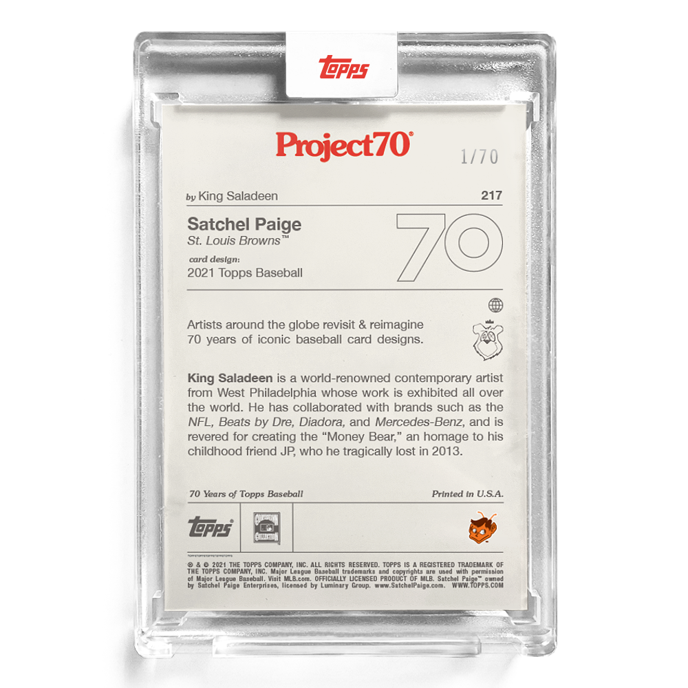 Topps Project70 Card 217 - 2021 Satchel Paige by King Saladeen - Print Run: 1690 - Image 6