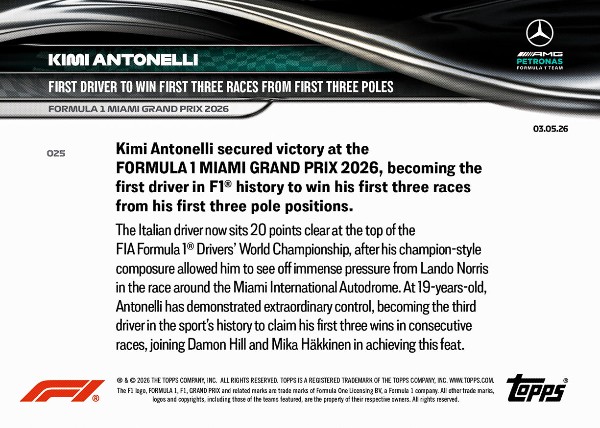 Kimi Antonelli - 2026 Formula 1 Topps NOW - Card 25 - PR: 15669 - Image 7