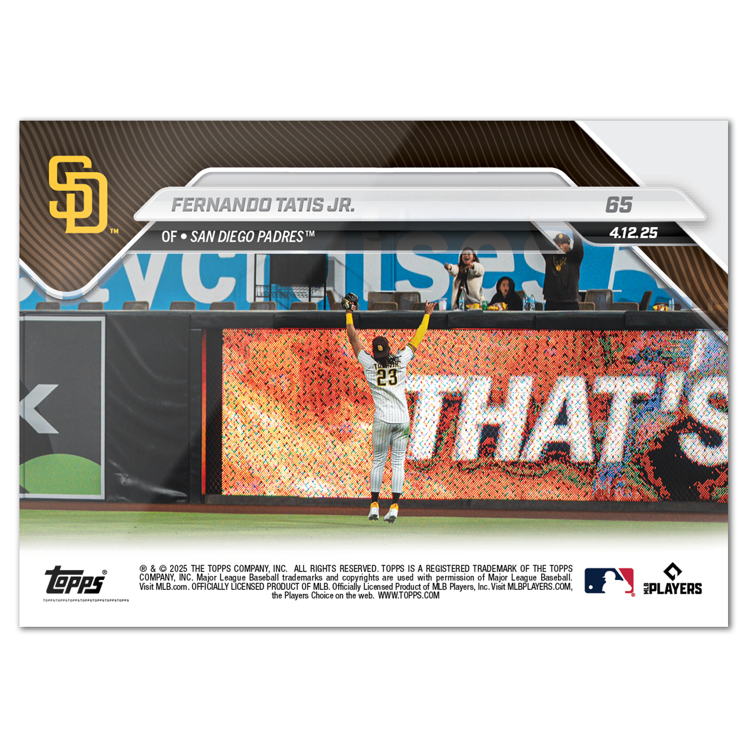 Fernando Tatis Jr. - 2025 MLB Topps NOW - Card 65 - PR: 929 - Image 2