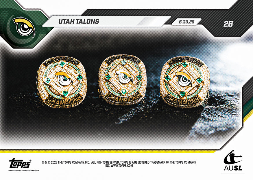 Alternative view of Utah Talons - 2026 AUSL Topps NOW - Card 26 - PR: 494