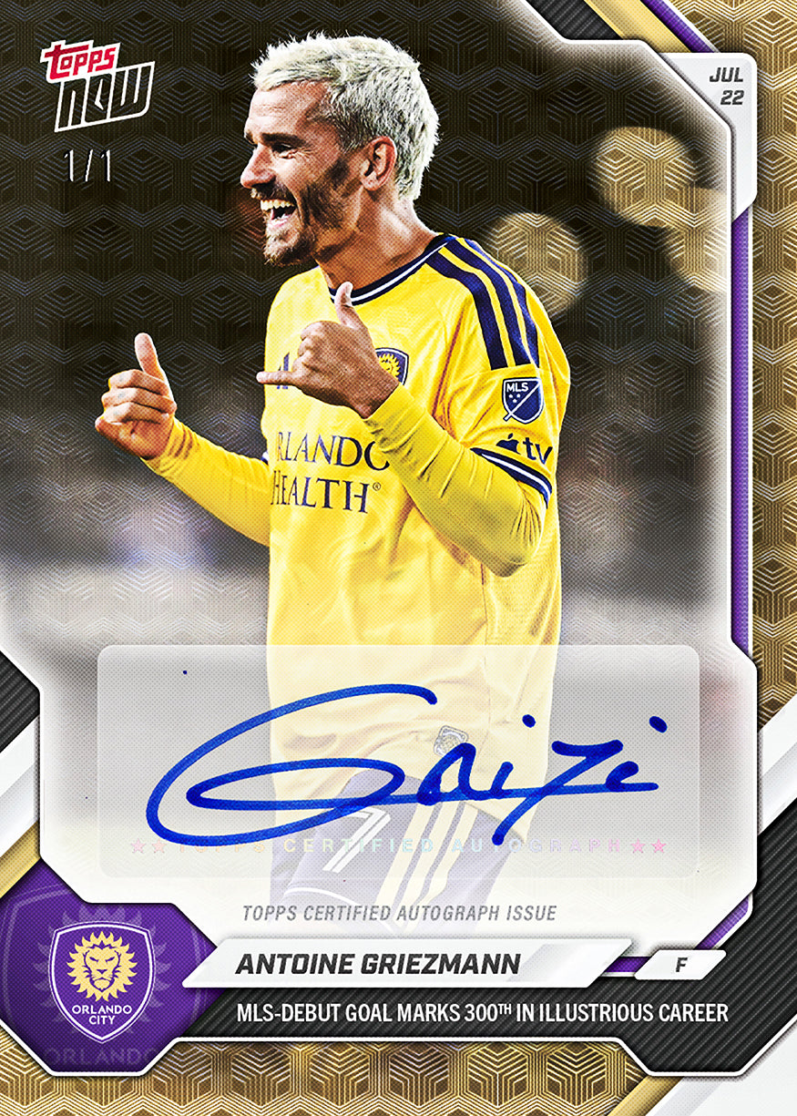 Alternative view of Antoine Griezmann - 2026 MLS Topps NOW - Card 57 - PR: 1615