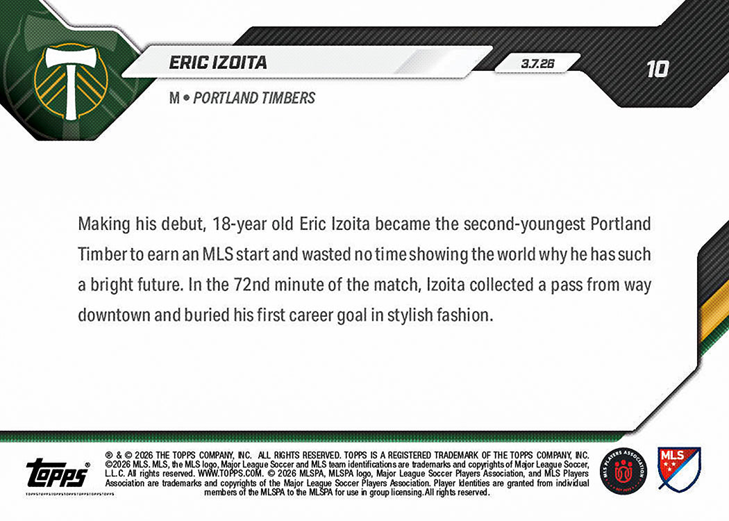 Eric Izoita - 2026 MLS Topps NOW - Card 10 - PR: 333 - Image 2