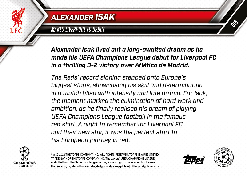 Alexander Isak - 2025-26 UCL Topps NOW - Card 16 - PR: 635 - Image 7