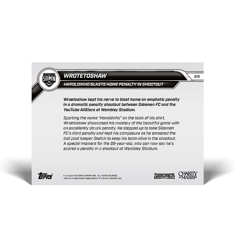 Wrotetoshaw - 2025 Sidemen Charity Match Topps NOW Card 15 - LOOK FOR AUTO - PR: 291 - Image 7