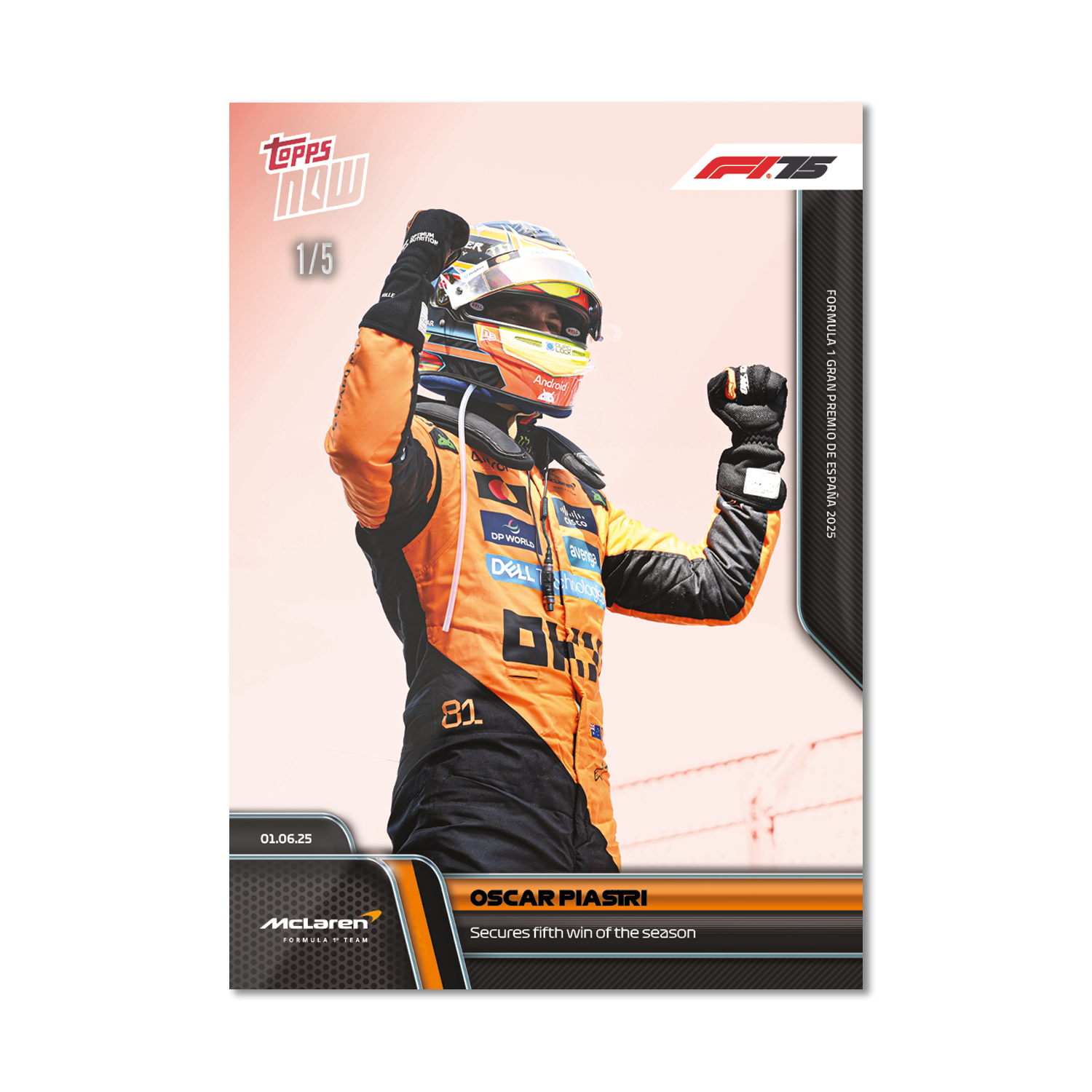 Oscar Piastri - 2025 Formula 1 Topps NOW - Card 41 - PR: 2282 - Image 3