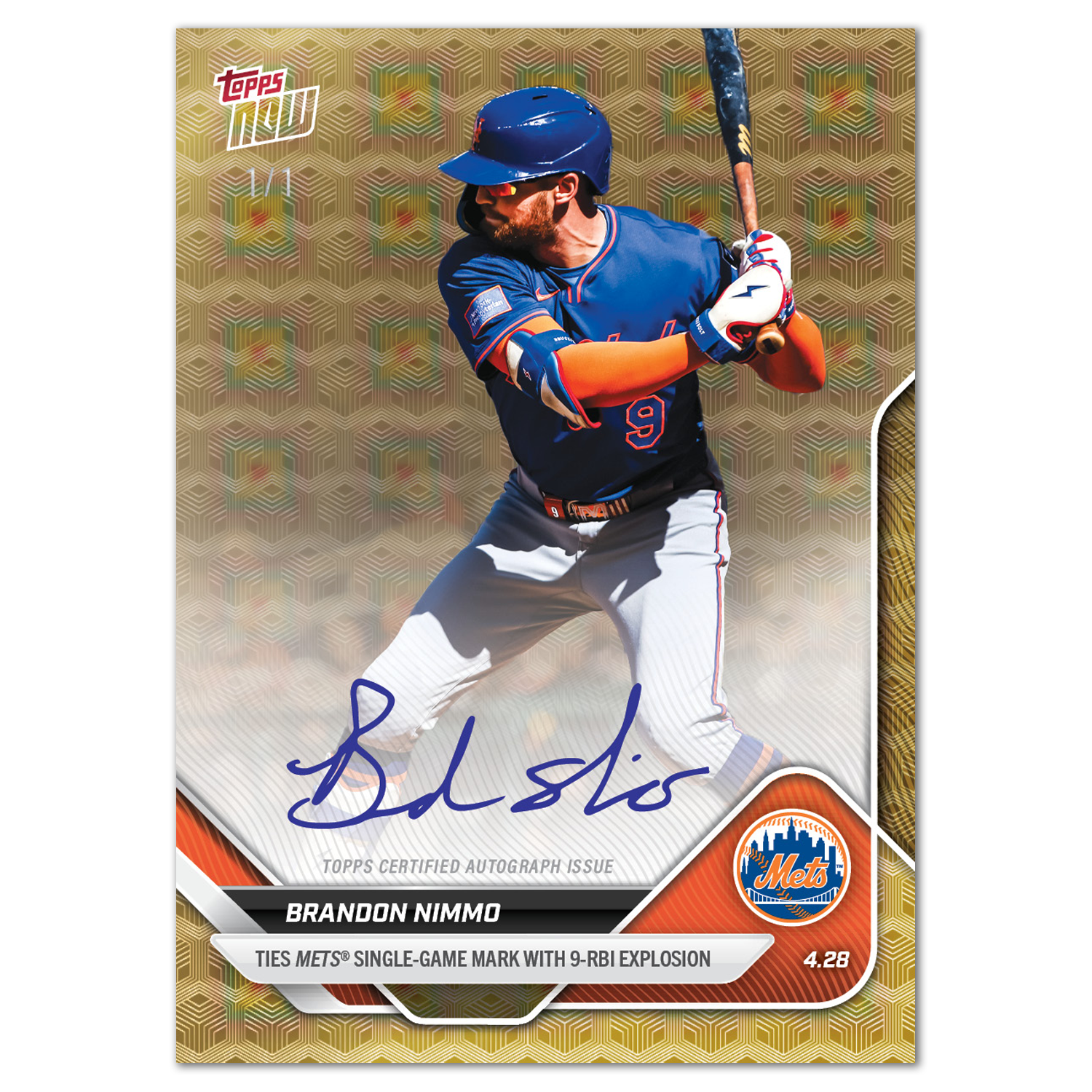 Brandon Nimmo - 2025 MLB Topps NOW - Card 117 - LOOK FOR AUTOS - PR: 1965 - Image 2