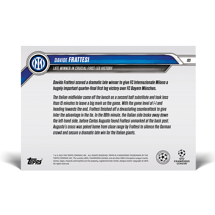 Davide Frattesi - 2024-25 UCL Topps NOW - Card 133 - PR: 115 - Image 7