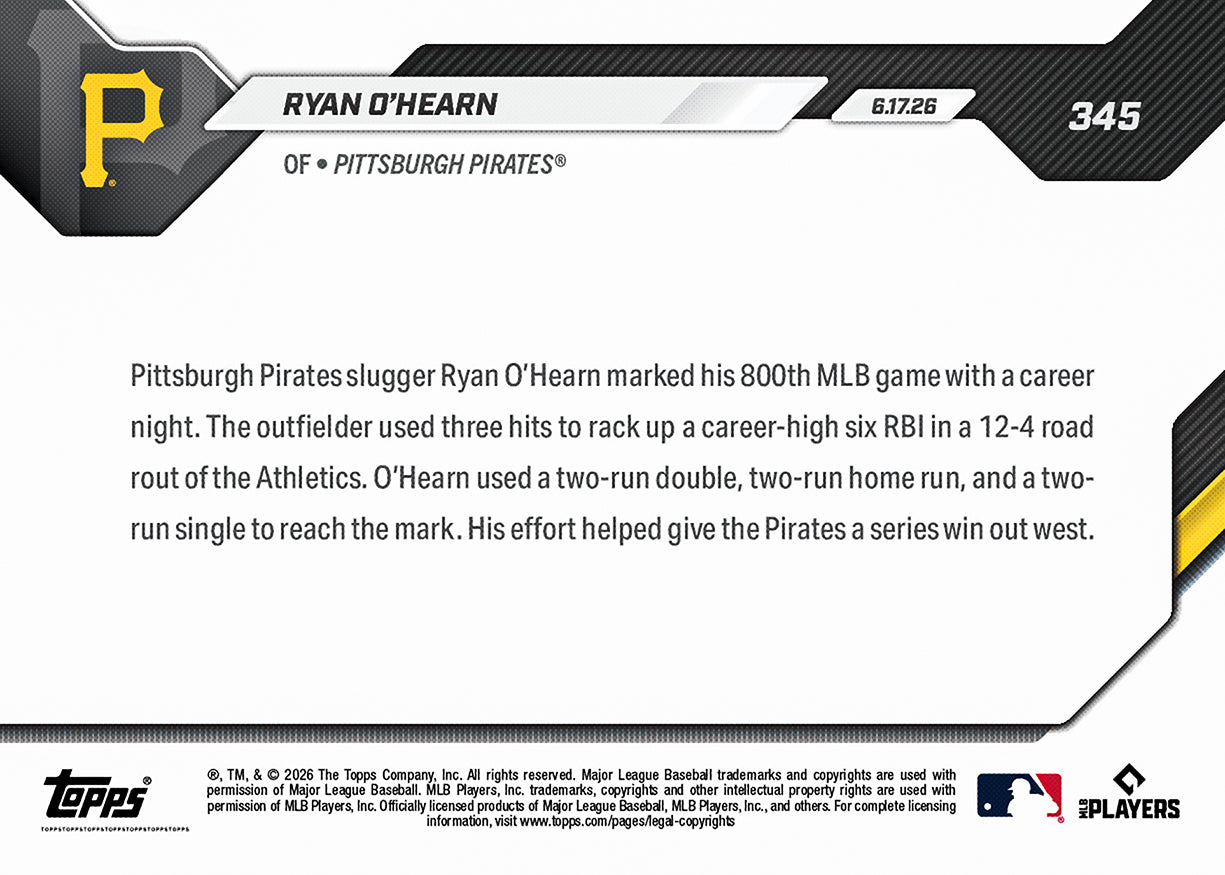 Ryan O'Hearn - 2026 MLB Topps NOW - Card 345 - PR: 414 - Image 2