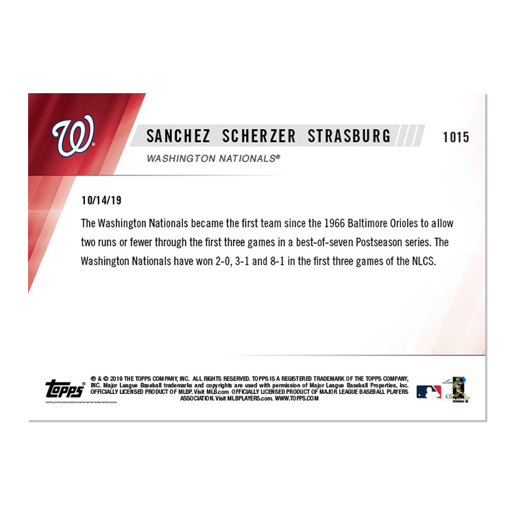 Alternative view of Washington Nationals - MLB TOPPS NOW Card 1015 - Print Run: 460