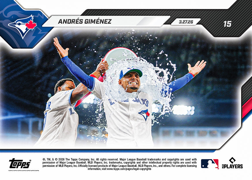 Andrés Giménez - 2026 MLB Topps NOW - Card 15 - PR: 556 - Image 2