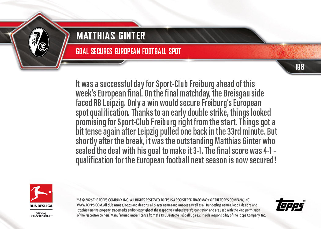 Matthias Ginter - 2025-26 Bundesliga Topps NOW - Card 198 - PR: 166 - Image 7