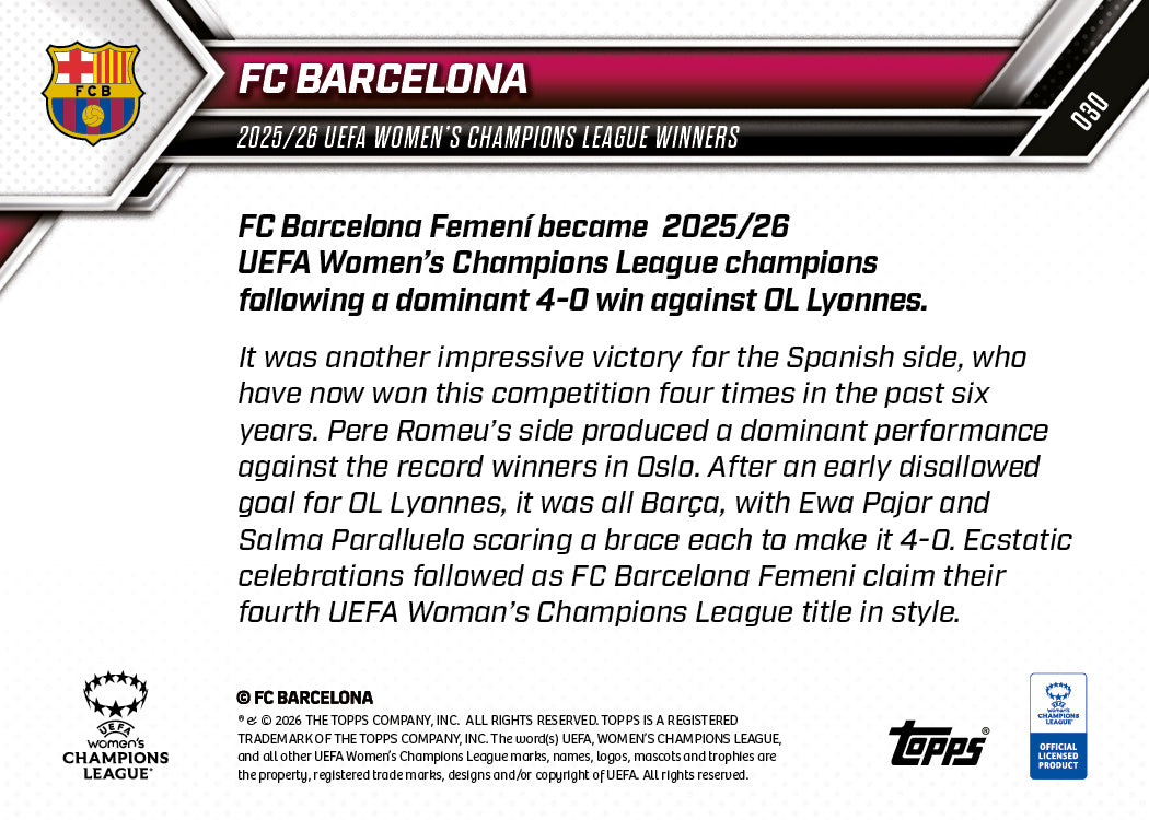 FC Barcelona - 2025-26 UWCL Topps NOW - Card 30 - PR: 805 - Image 9