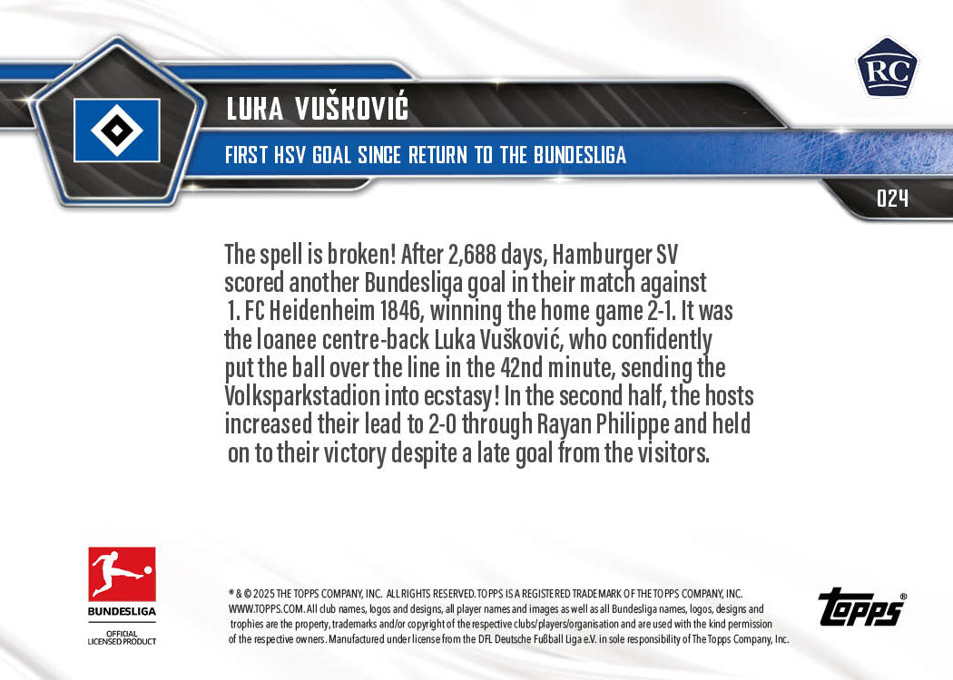 Luka Vušković - 2025-26 Bundesliga Topps NOW - Card 24 - PR: 1885 - Image 7