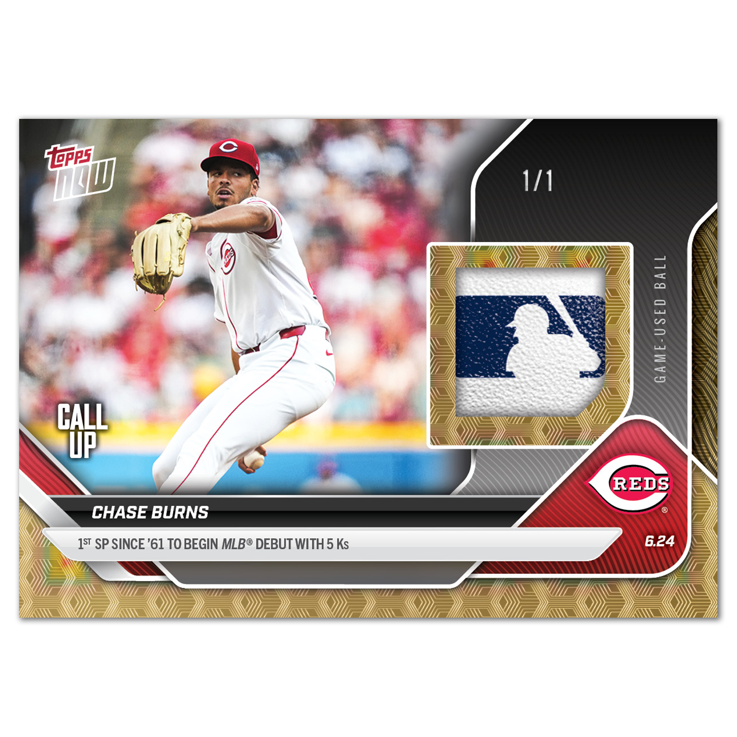 Chase Burns - 2025 MLB Topps NOW - Card 345 - LOOK FOR RELICS - PR: 5402 - Image 2