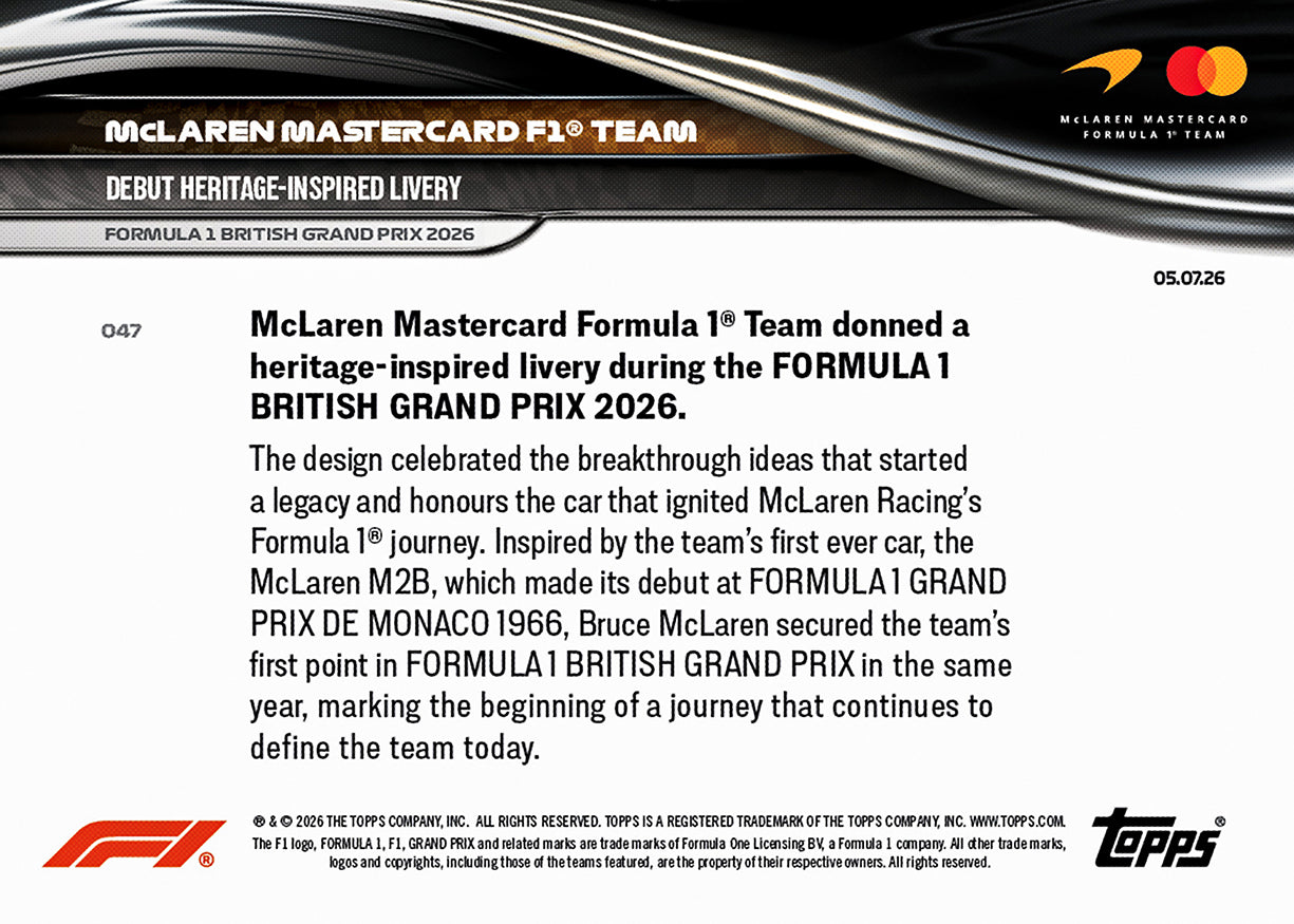 McLaren Mastercard F1 Team - 2026 Formula 1 Topps NOW - Card 47 - PR: 1469 - Image 7