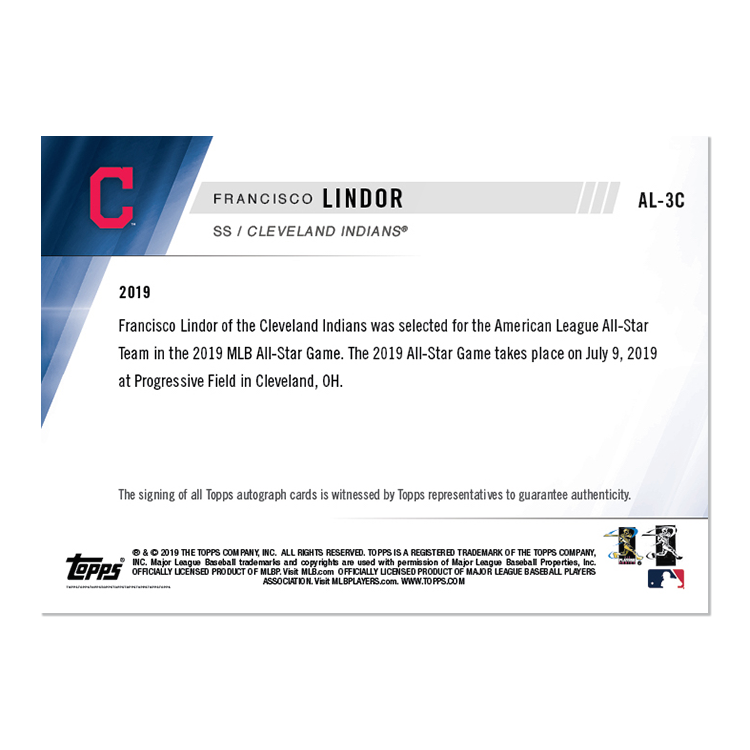On-Card Autograph # to 10 - Francisco Lindor - MLB TOPPS NOW Card 3C - Image 2