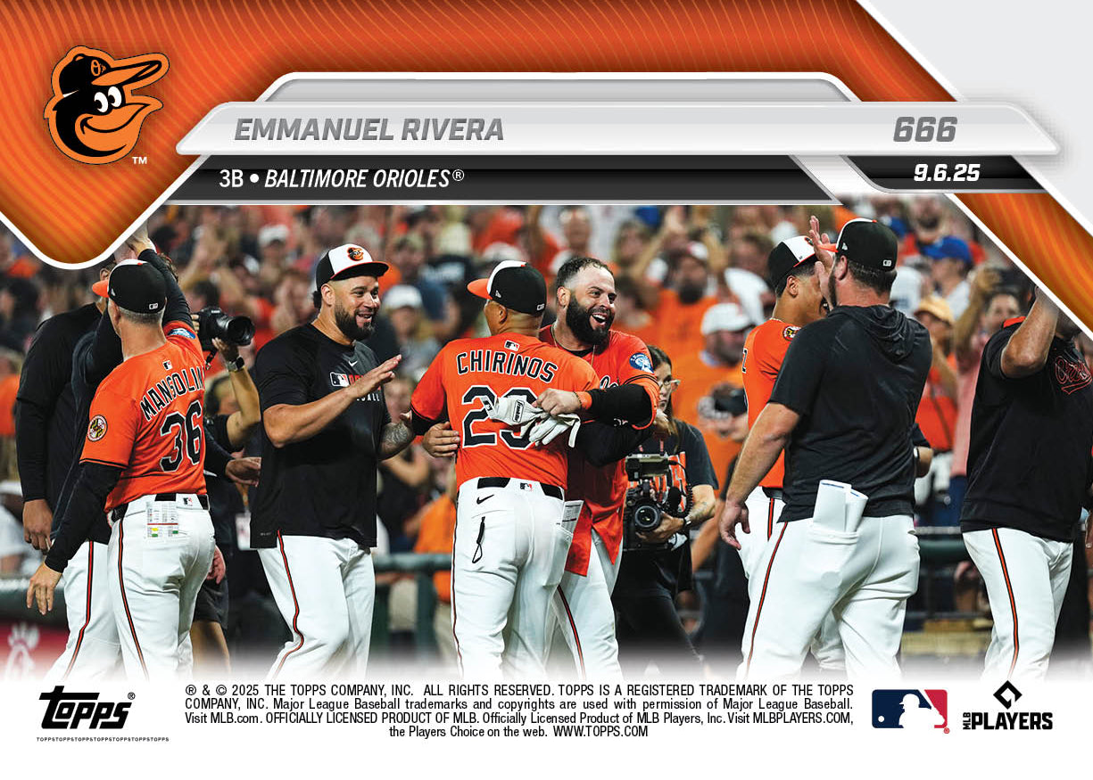 Emmanuel Rivera - 2025 MLB Topps NOW - Card 666 - PR: 784 - Image 2