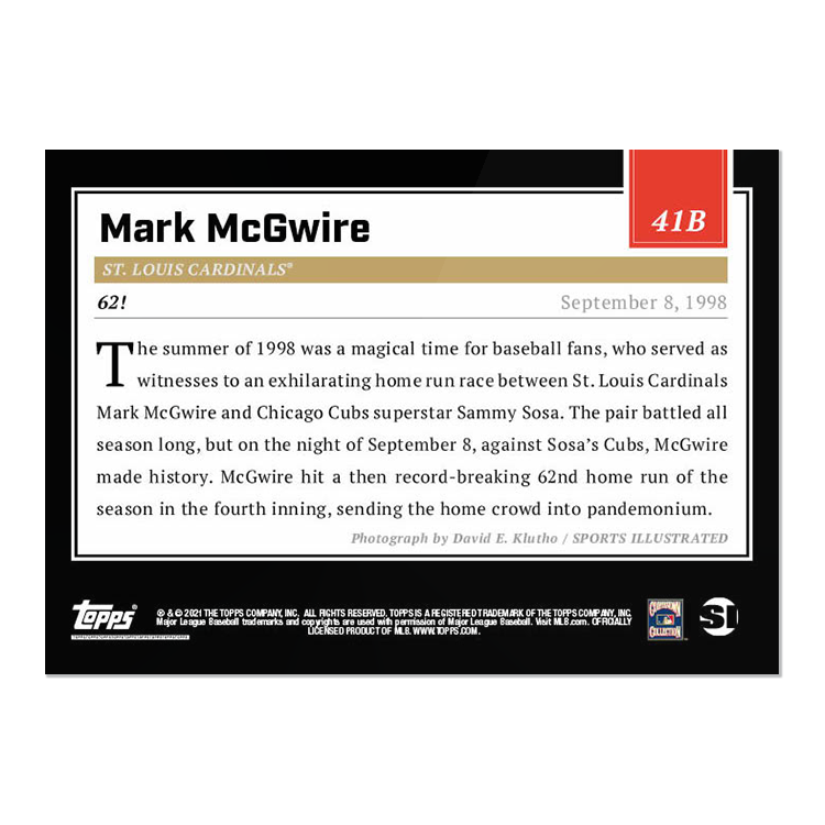 On-Card Auto # to 10 - 2021 Topps x Sports Illustrated - Mark McGwire - Card #41B - Image 2