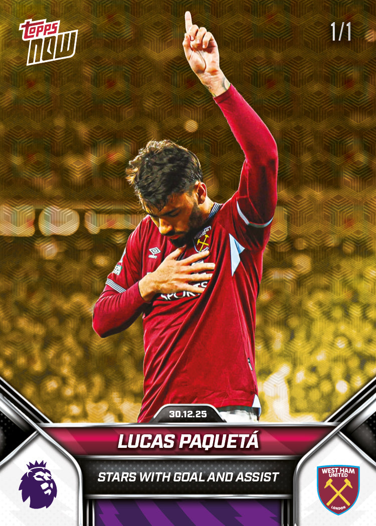 Lucas Paquetá - 2025-26 Premier League Topps NOW - Card 95 - PR: 215 - Image 2