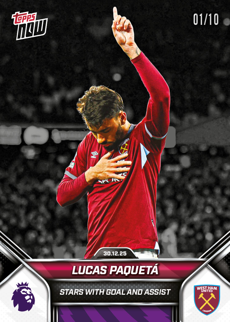 Lucas Paquetá - 2025-26 Premier League Topps NOW - Card 95 - PR: 215 - Image 4