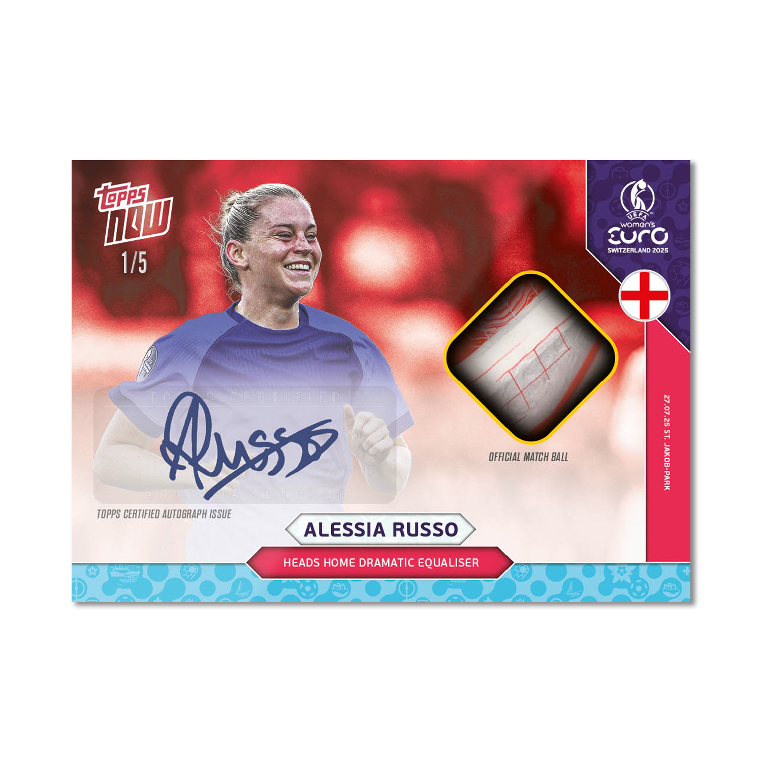 Alessia Russo - UEFA Women’s EURO 2025™ Topps NOW - Card 29 - LOOK FOR AUTO-RELICS - PR: 800 - Image 3