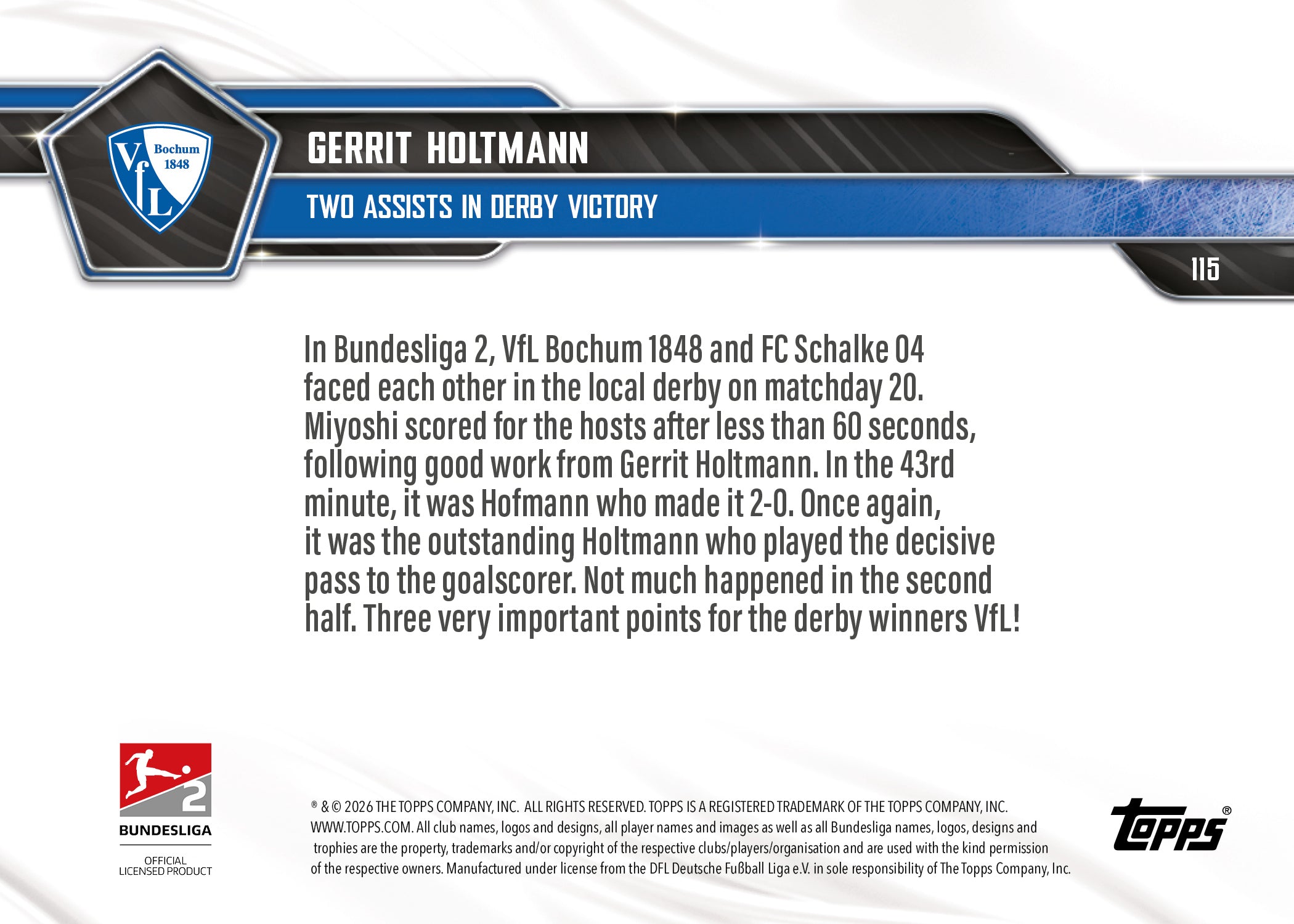 Gerrit Holtmann - 2025-26 Bundesliga Topps NOW - Card 115 - PR: 144 - Image 7