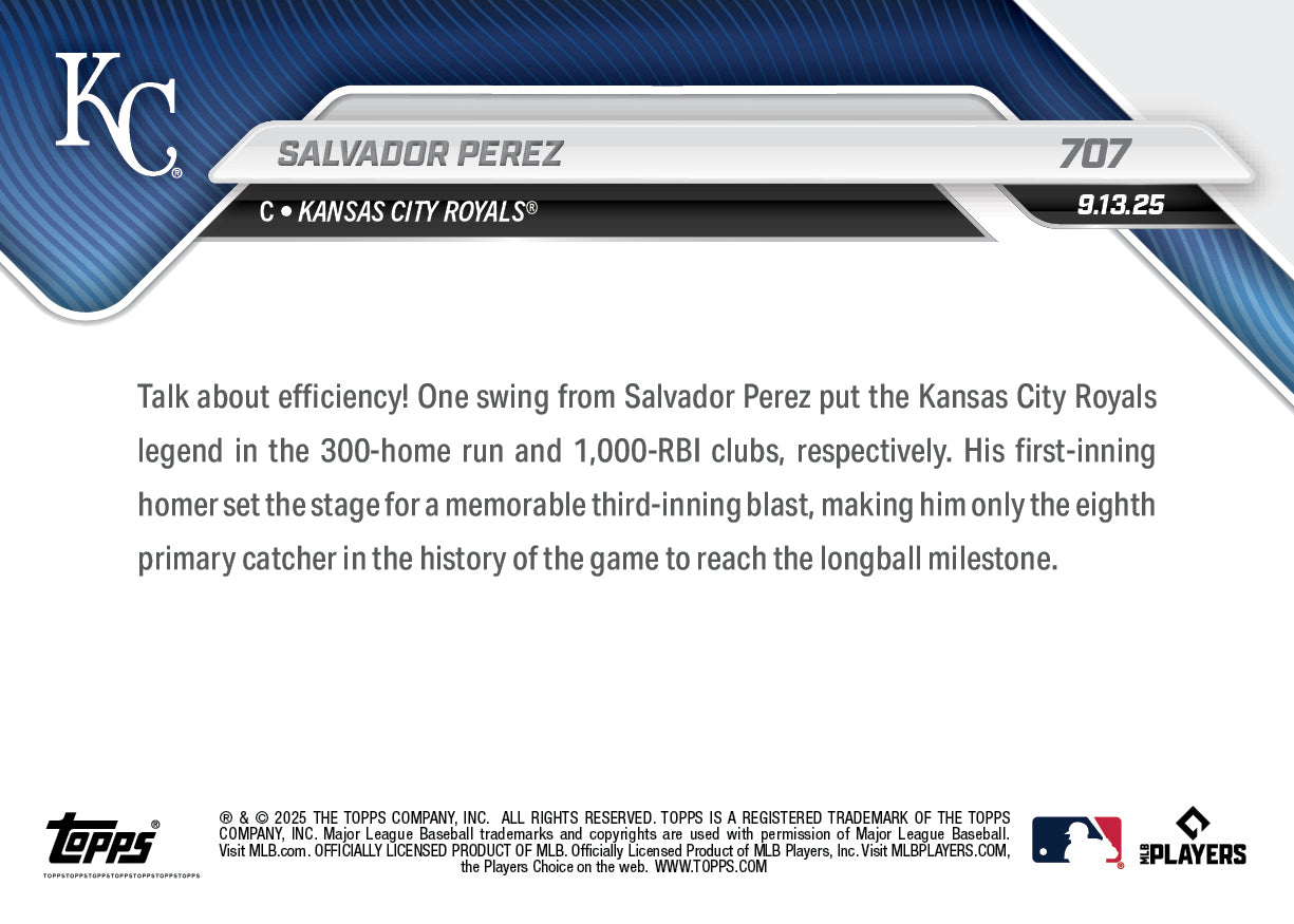 Salvador Perez - 2025 MLB Topps NOW - Card 707 - PR: 1452 - Image 2