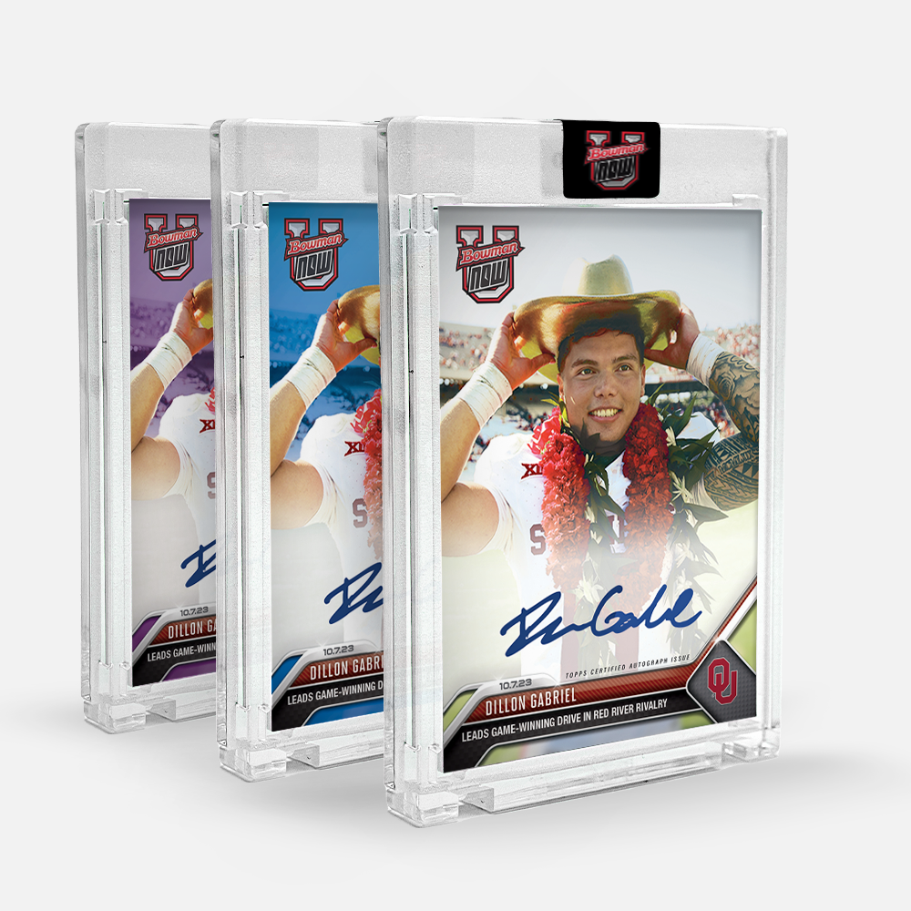 Alternative view of On-Card Autograph # to 99 or Lower - Dillon Gabriel - 2023 Bowman U Now Card 12