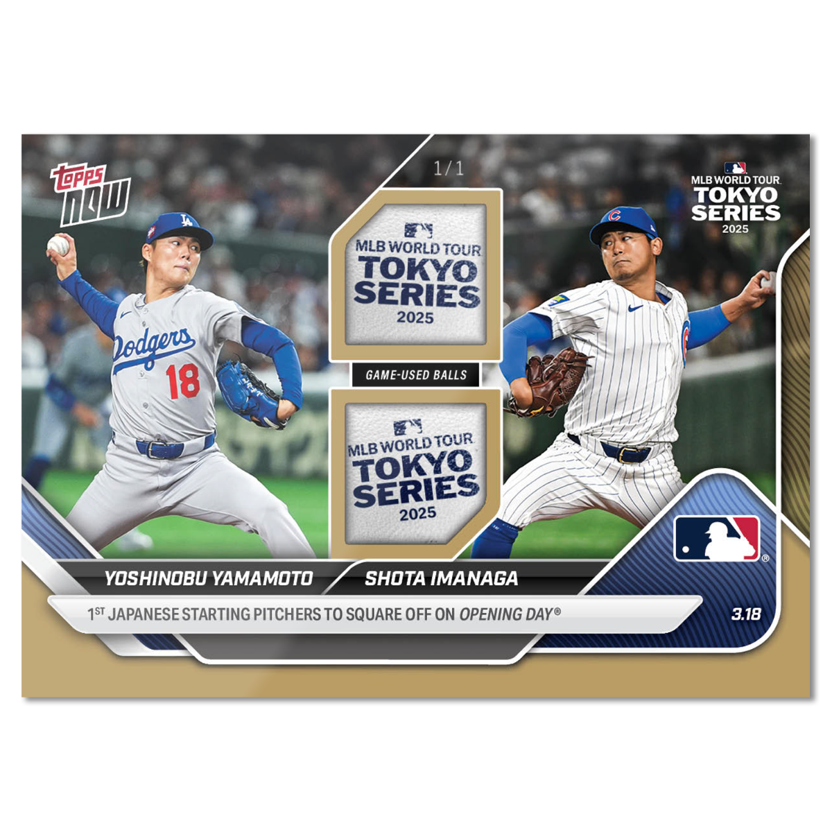 Alternative view of Yoshinobu Yamamoto / Shota Imanaga - 2025 MLB Topps NOW - Card 2 - LOOK FOR DUAL-RELICS - PR: 65,609
