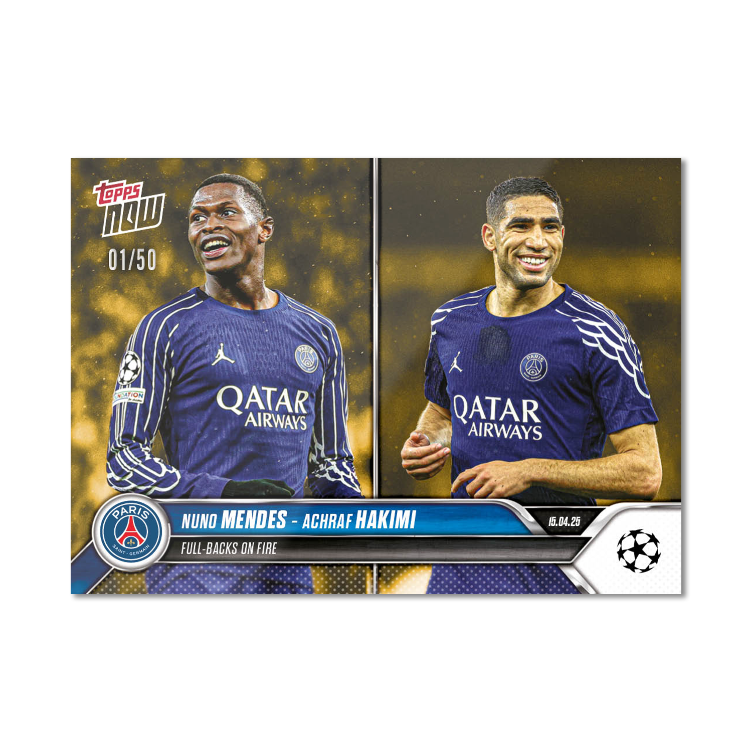 Nuno Mendes / Achraf Hakimi - 2024-25 UCL Topps NOW - Card 141 - PR: 139 - Image 7