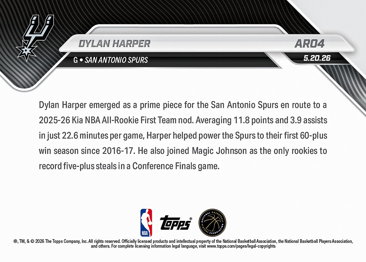 Dylan Harper - 2025-26 NBA Topps NOW - Card AR04 - PR: 10100 - Image 3