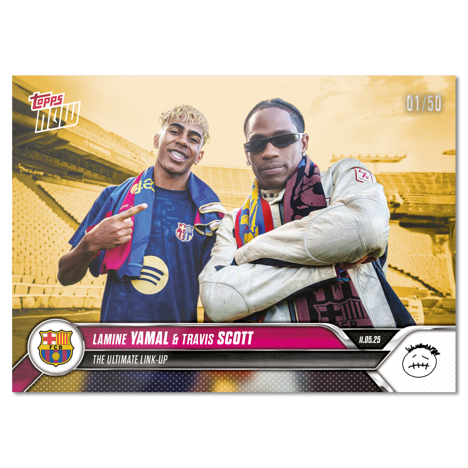 Travis Scott & Lamine Yamal - 2025 FC Barcelona Topps NOW - Card 1 - LOOK FOR DUAL AUTO - PR: 22,483 - Image 7