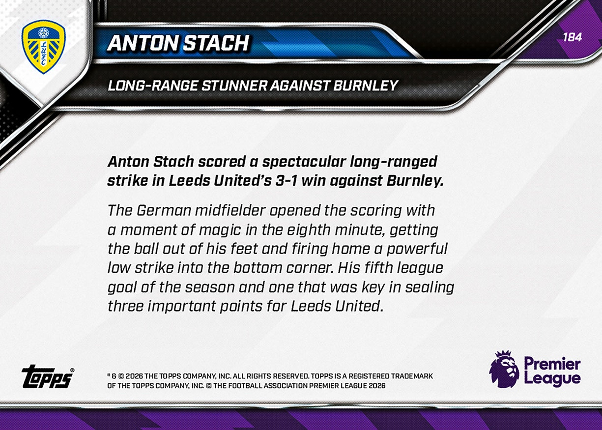 Anton Stach - 2025-26 Premier League Topps NOW - Card 184 - PR: 312 - Image 7