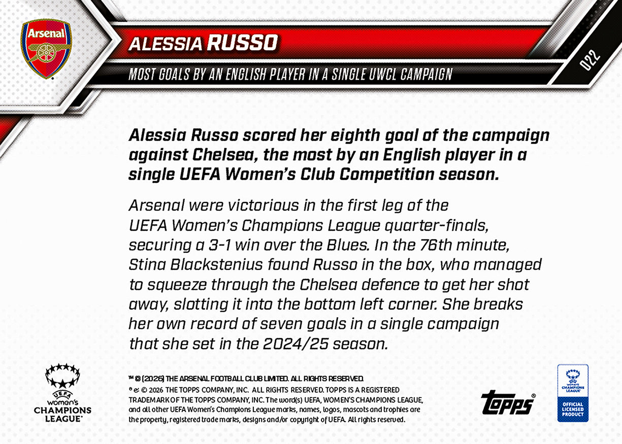 Alessia Russo - 2025-26 UWCL Topps NOW - Card 22 - PR: 768 - Image 7