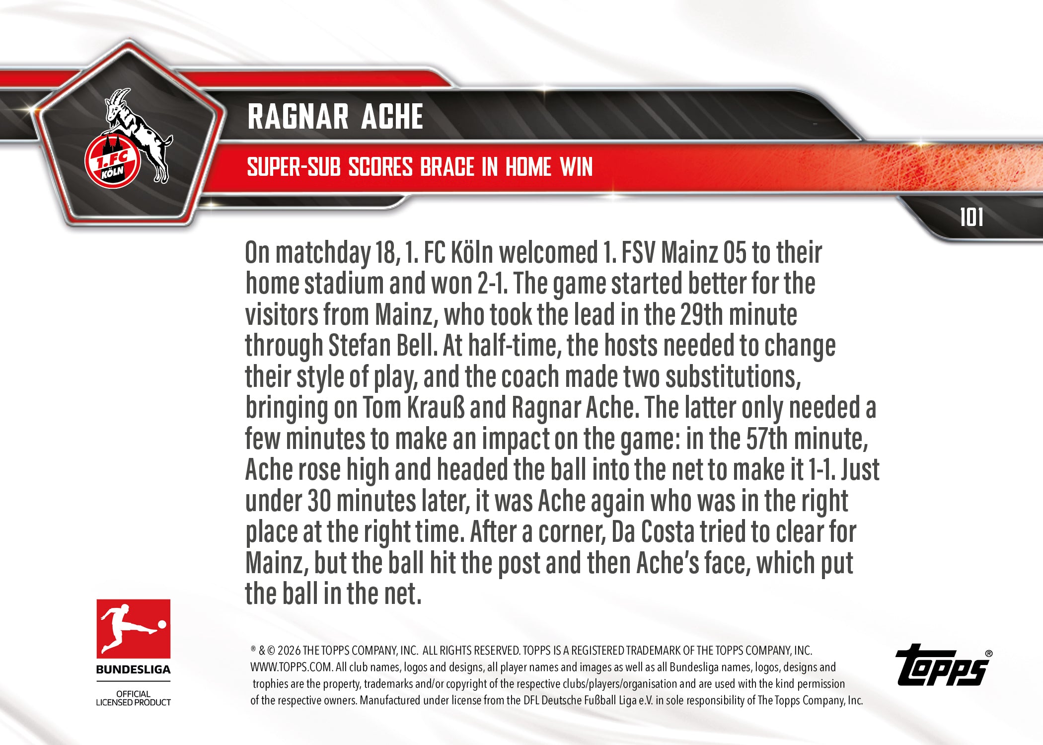 Ragnar Ache - 2025-26 Bundesliga Topps NOW - Card 101 - PR: 323 - Image 7