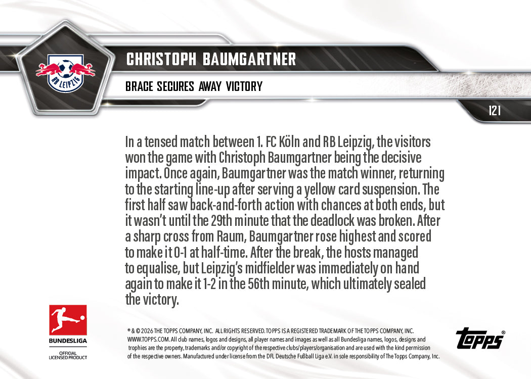 Christoph Baumgartner - 2025-26 Bundesliga Topps NOW - Card 121 - PR: 134 - Image 7