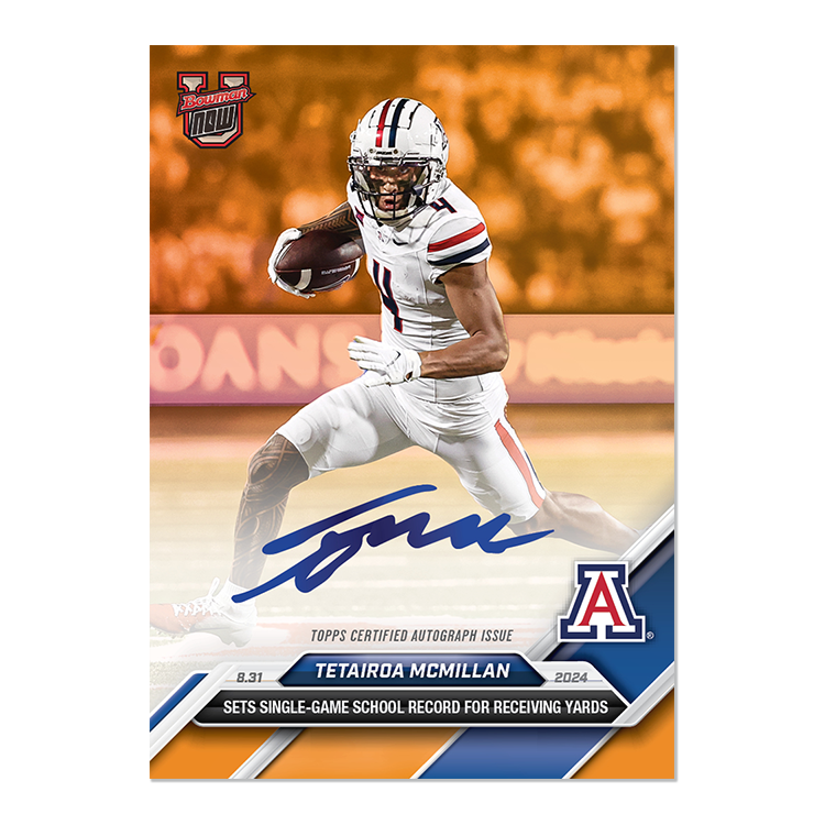 On-Card Autograph # to 49 or Lower - Tetairoa McMillan - 2024 Bowman U Now Card 4 - Image 7