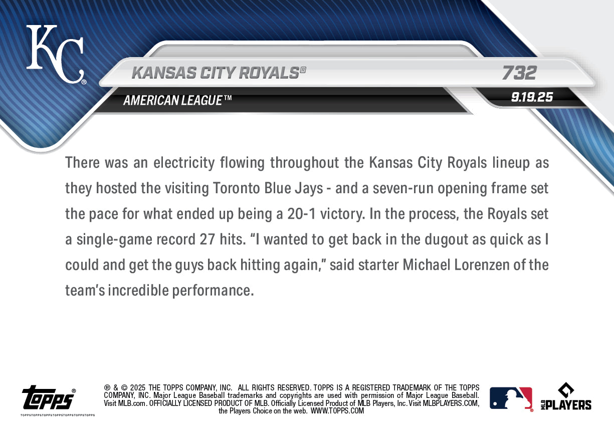 Kansas City Royals - 2025 MLB Topps NOW - Card 732 - PR: 617 - Image 2