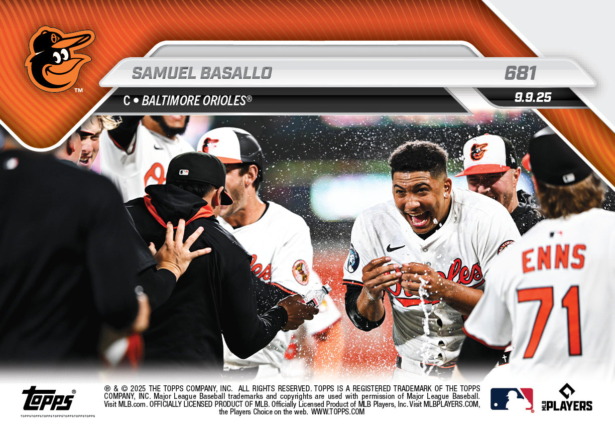 Samuel Basallo - 2025 MLB Topps NOW - Card 681 - PR: 1106 - Image 2