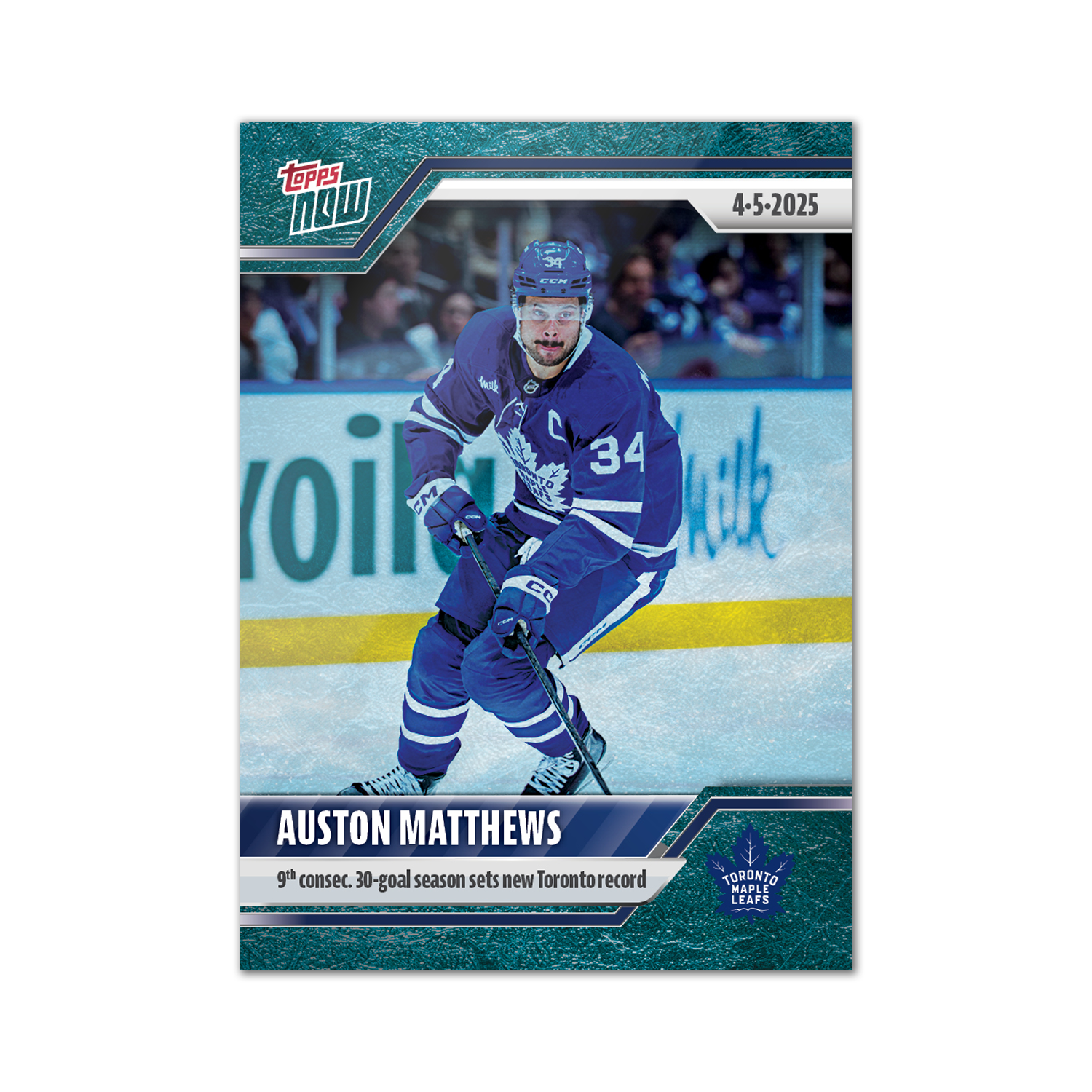 Auston Matthews - 2024-25 NHL Topps NOW - Sticker # 153 Pack - PR: 130 - Image 3