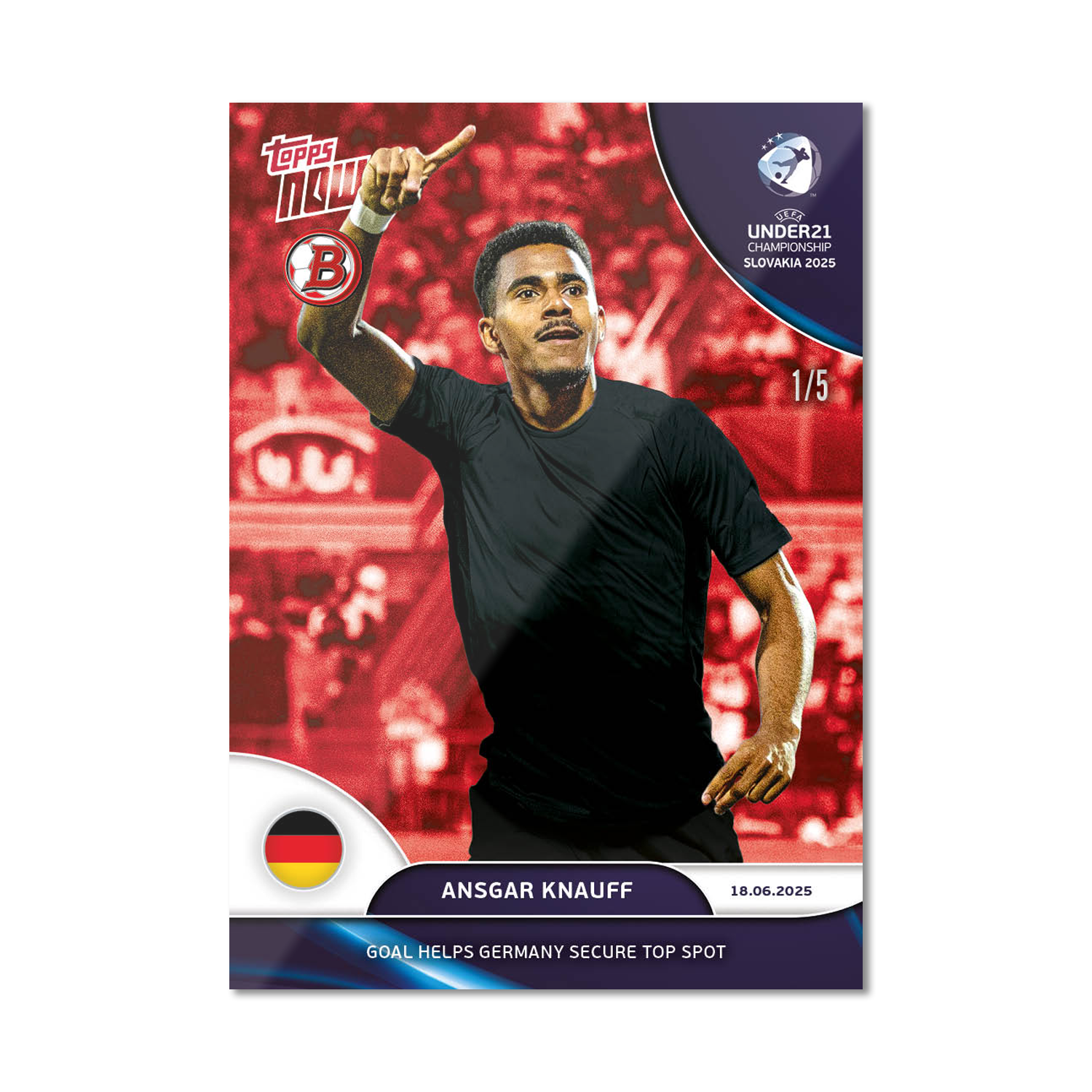 Ansgar Knauff - 2025 UEFA Euro U-21 Topps NOW - Card 6 - PR: 100 - Image 3