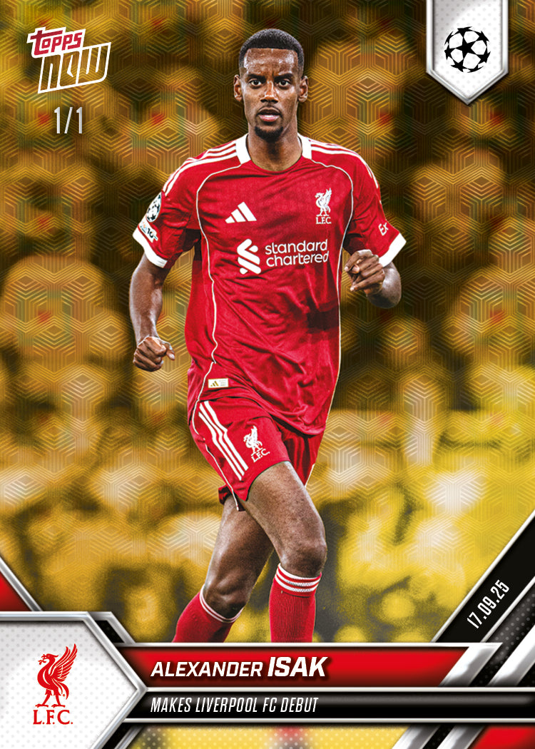 Alternative view of Alexander Isak - 2025-26 UCL Topps NOW - Card 16 - PR: 635