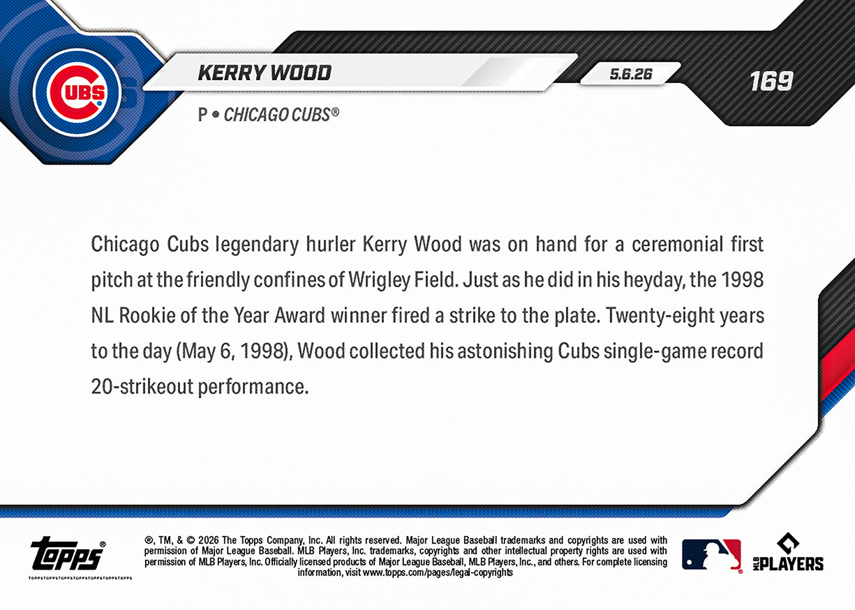 Kerry Wood - 2026 MLB Topps NOW - Card 169 - PR: 817 - Image 2