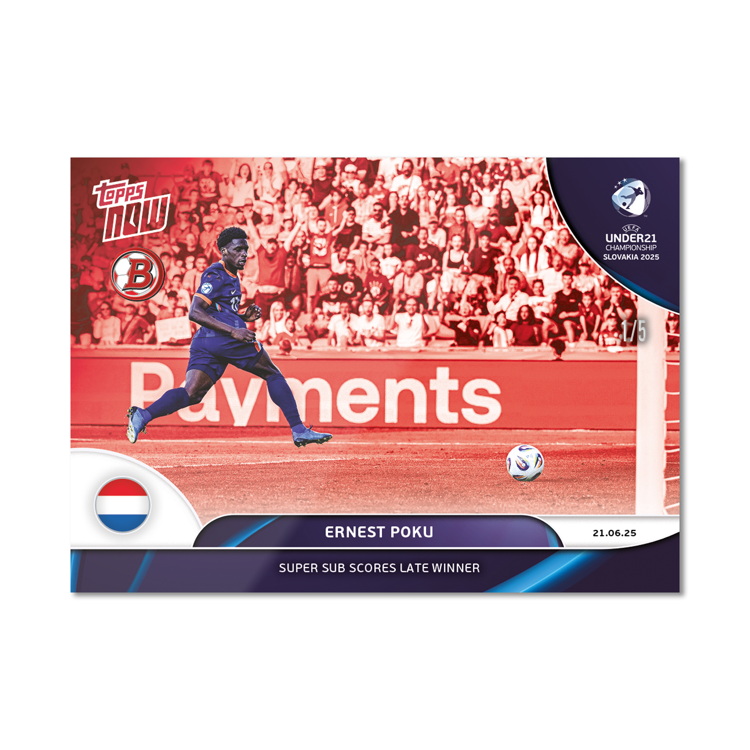 Ernest Poku - 2025 UEFA Euro U-21 Topps NOW - Card 8 - PR: 86 - Image 3