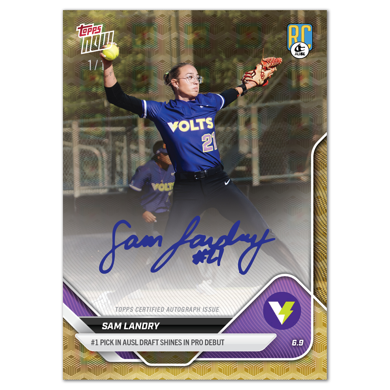Sam Landry - 2025 AUSL Topps NOW - Card 4 - LOOK FOR AUTOS - PR: 4357 - Image 2