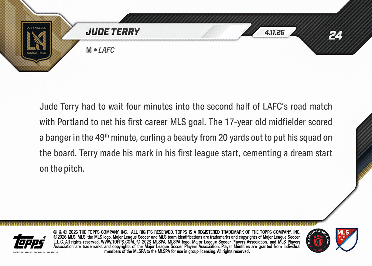 Jude Terry - 2026 MLS Topps NOW - Card 24 - PR: 653 - Image 2