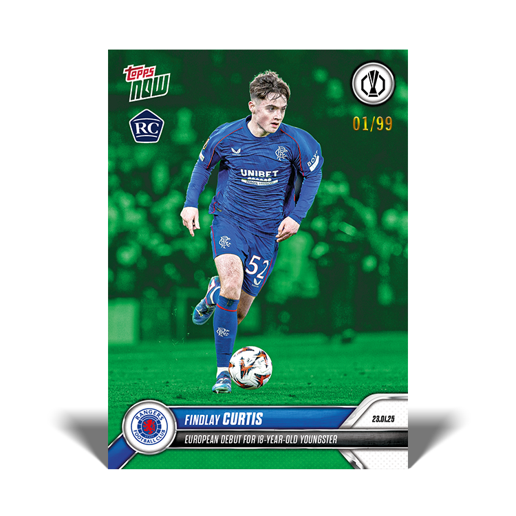 Findlay Curtis - European debut for 18-year-old youngster - 24/25 UEL Topps NOW Card 15 - PR: 301 - Image 4