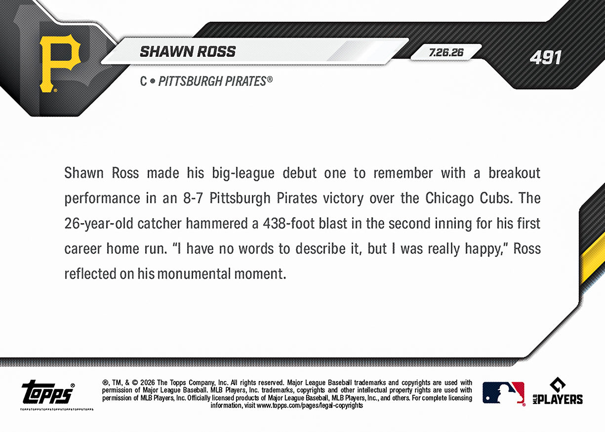 Shawn Ross - 2026 MLB Topps NOW - Card 491 - PR: 905 - Image 2